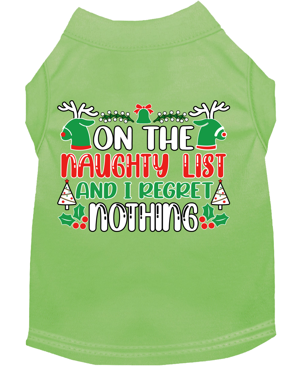 I Regret Nothing Screen Print Dog Shirt Lime Green Size 6X